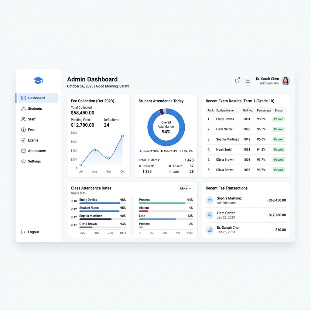 Censo School ERP UI Dashboard