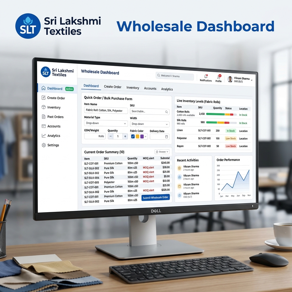 Sri Lakshmi Textiles B2B Wholesale Portal Dashboard